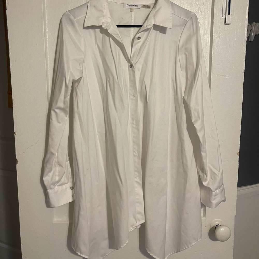 White Calvin Klein button up shirt